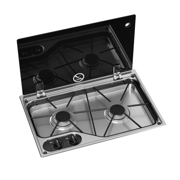 Dometic CVH 1525G 2-burner gas hob, 525 x 350 mm, with glass lid, 12V