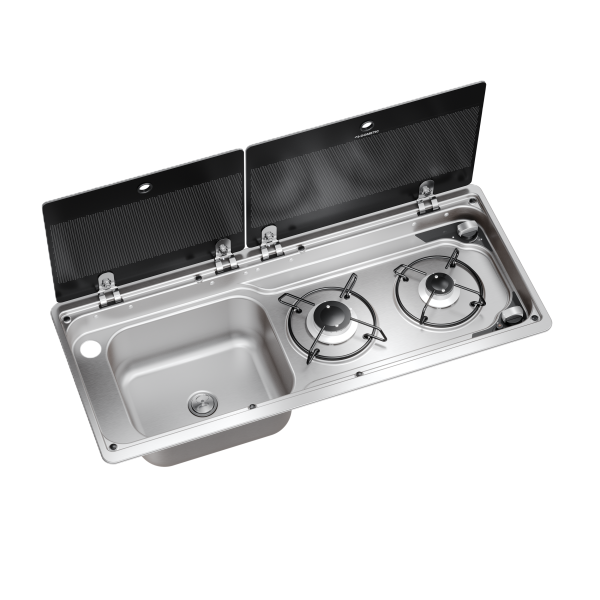 Dometic MO 9722L 2026 Model 2-burner gas hob & sink left with glass lid