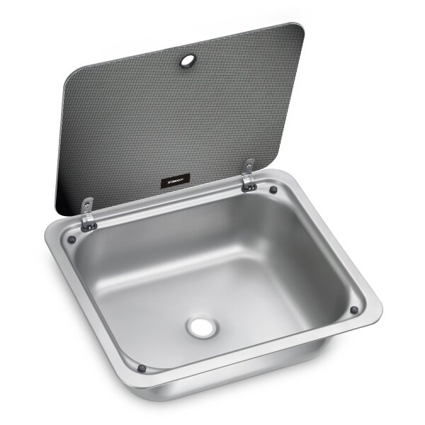 Dometic SNG 4133 – Stainless Steel Sink with Dotted Glass Lid, 410 × 335 mm