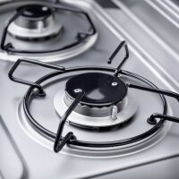 Dometic MO 9722L Gaskochfeld, 2-flammig, mit integrierter Spüle, links & Glasabdeckung schwarz-grau
